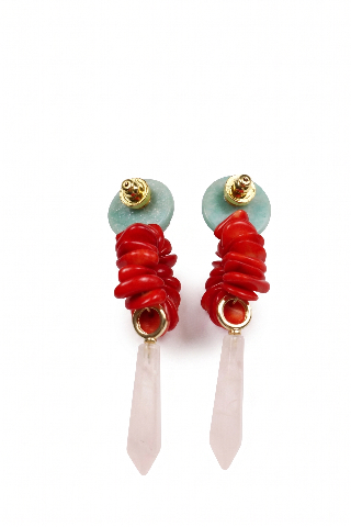 Coral & Amazonite Drop Earrings alternate view