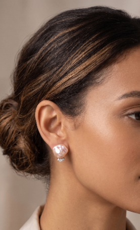 Baroque Pearl &CZ Stud Earrings — image 4