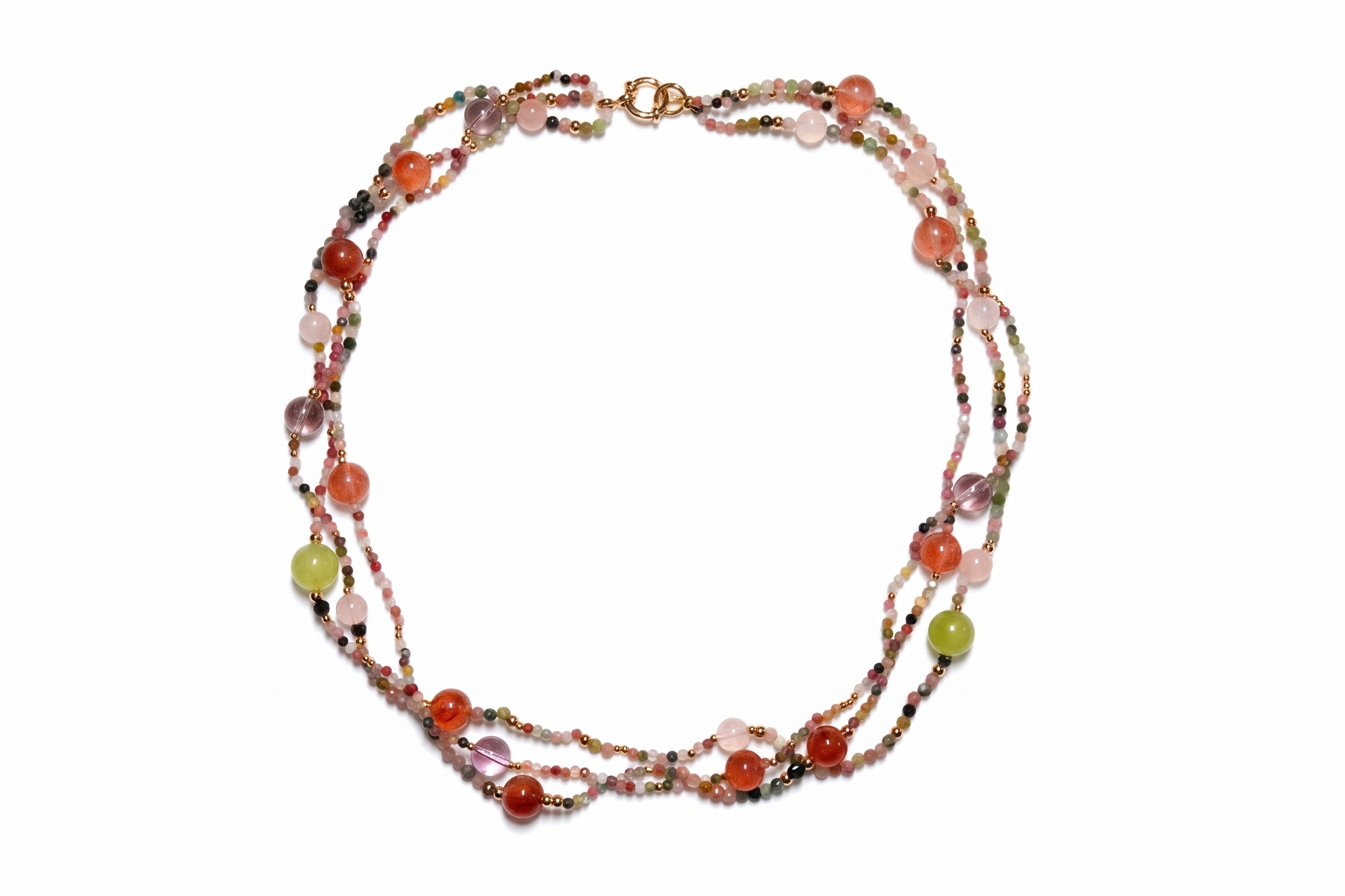 Colorful Gemstone Multi-Strand Beaded Necklace — image 1