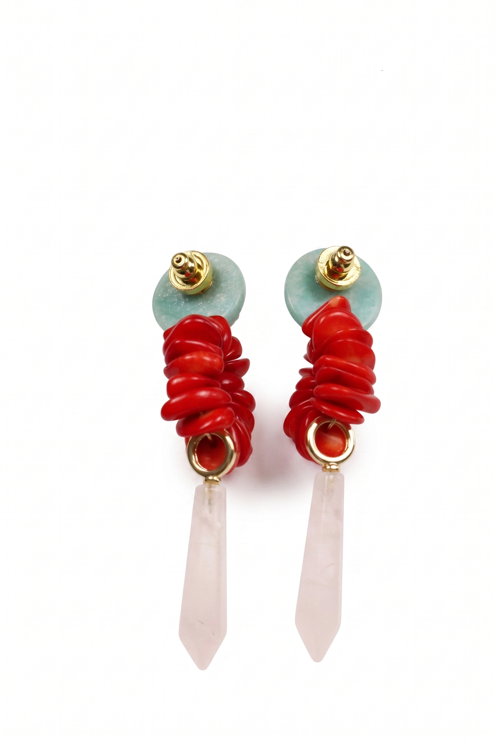 Coral & Amazonite Drop Earrings — image 2