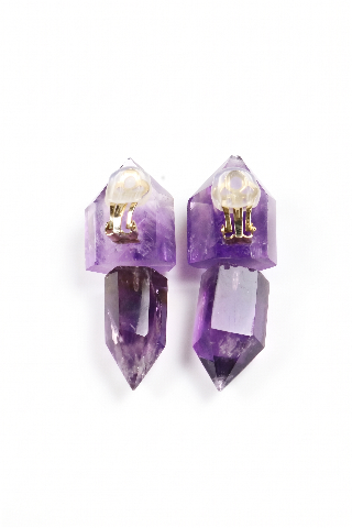 Amethyst Crystal Hexagonal Prism Set - Natural Healing Gemstone alternate view