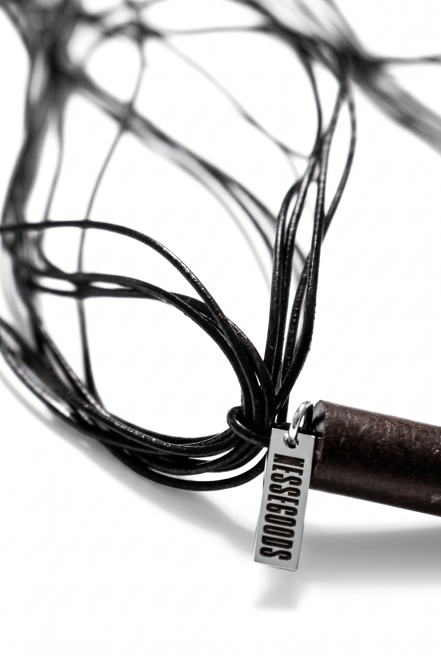 Modern Clear Crystal Black Cord Necklace — image 3