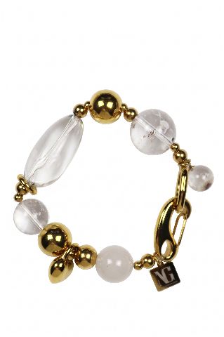 NG Gold Tone & Clear Bead Statement Bracelet
