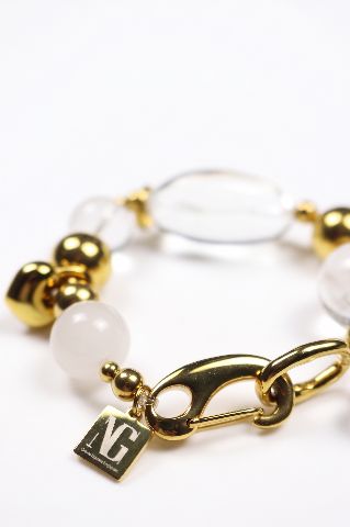 NG Gold Tone & Clear Bead Statement Bracelet — image 4