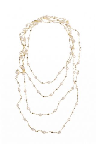 Luminous Dew Chain Pearl & Bead Long Necklace