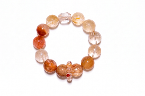Natural Rutilated Quartz Beaded Stretch Bracelet