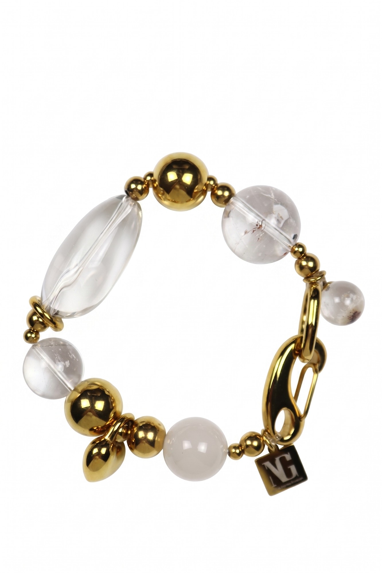 NG Gold Tone & Clear Bead Statement Bracelet — image 1