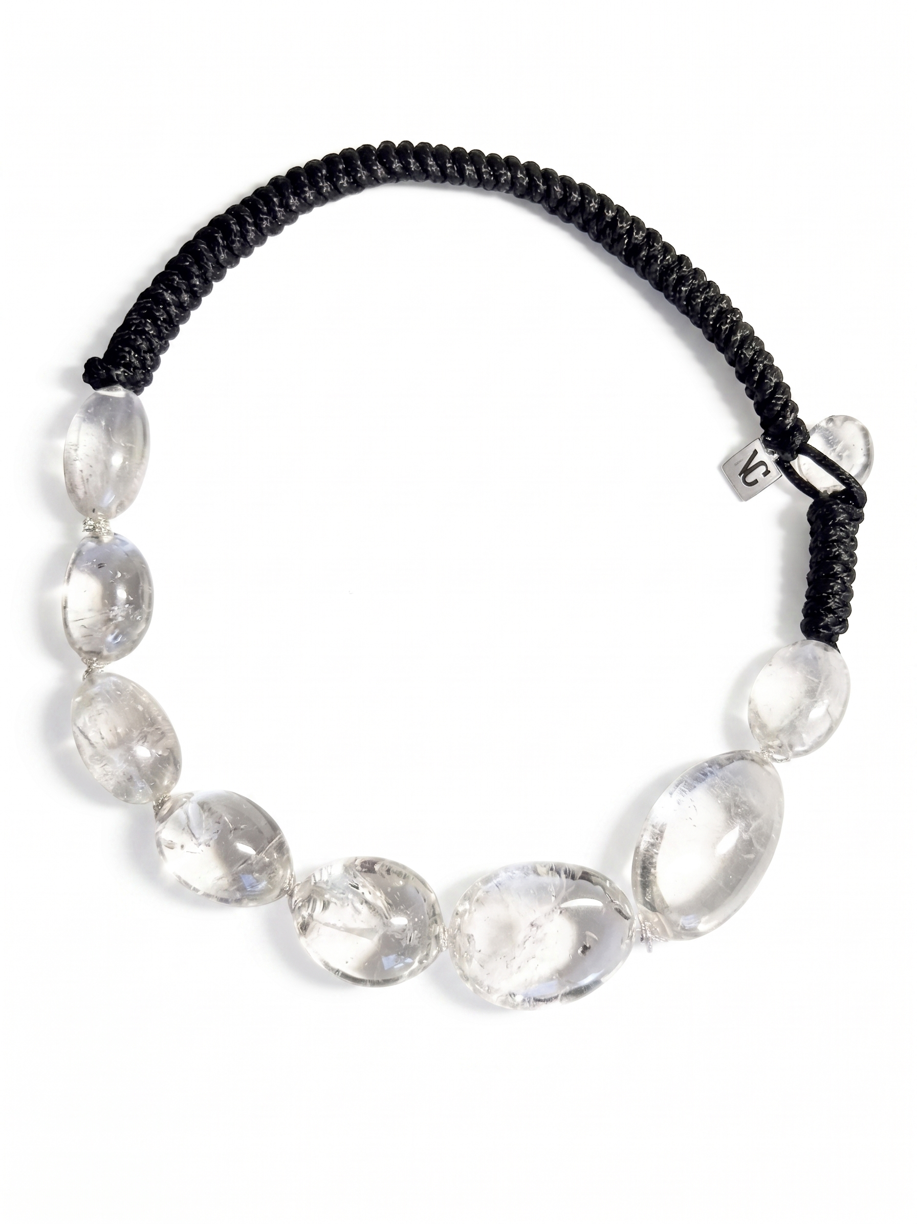 VC Clear Quartz Beaded Black Cord Necklace — image 1