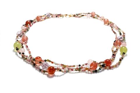 Colorful Gemstone Multi-Strand Beaded Necklace alternate view