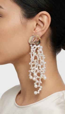 Jellyfish style Beaded Tassel Ear Clip Earrings — image 3