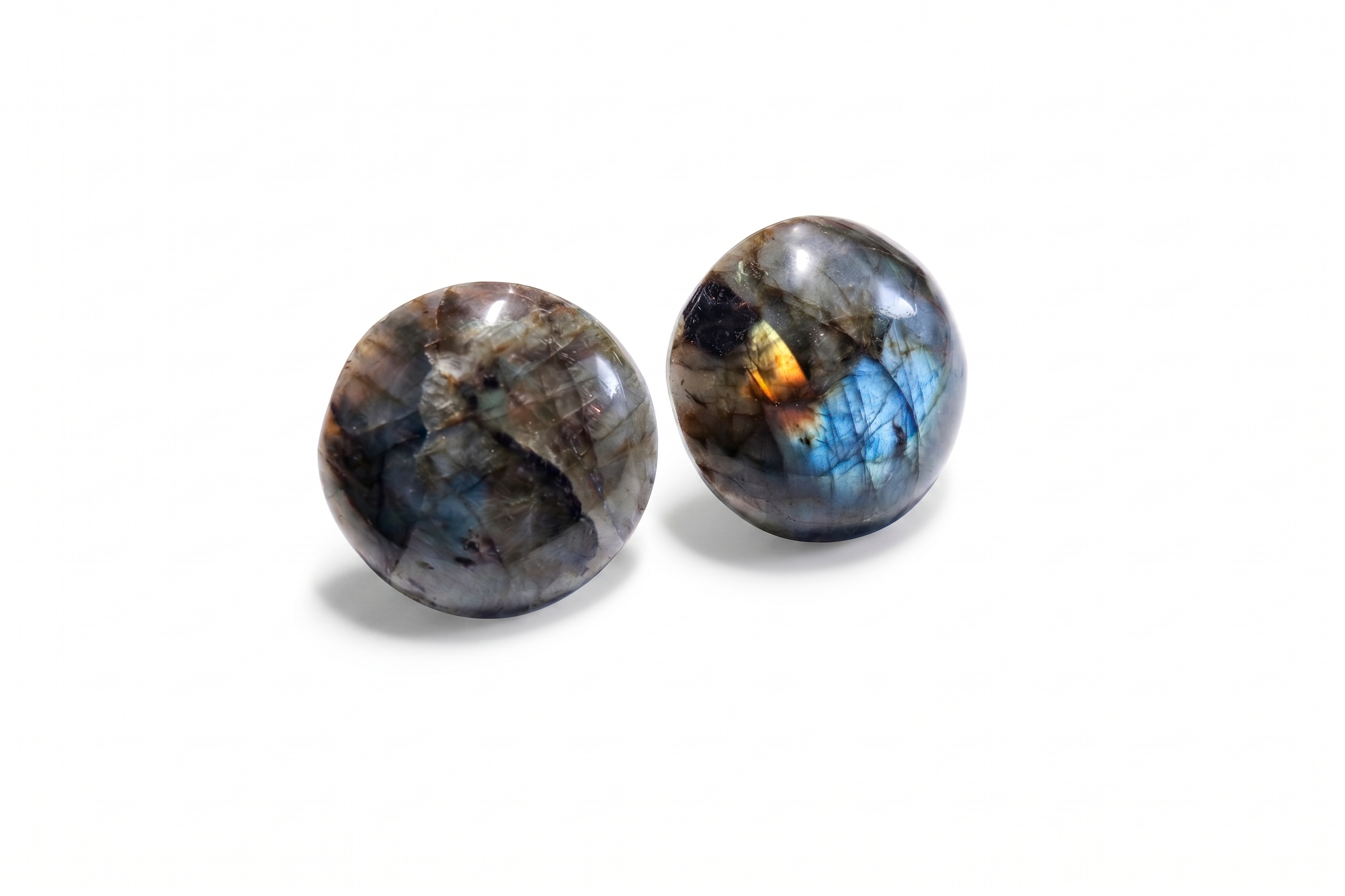 Pair of Oval Labradorite Cabochons with Iridescent Flash — image 2