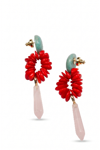 Coral & Amazonite Drop Earrings — image 3