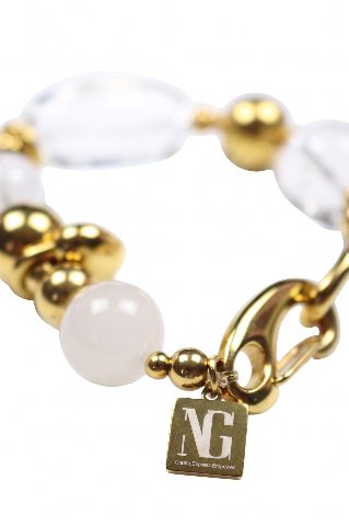 NG Gold Tone & Clear Bead Statement Bracelet alternate view