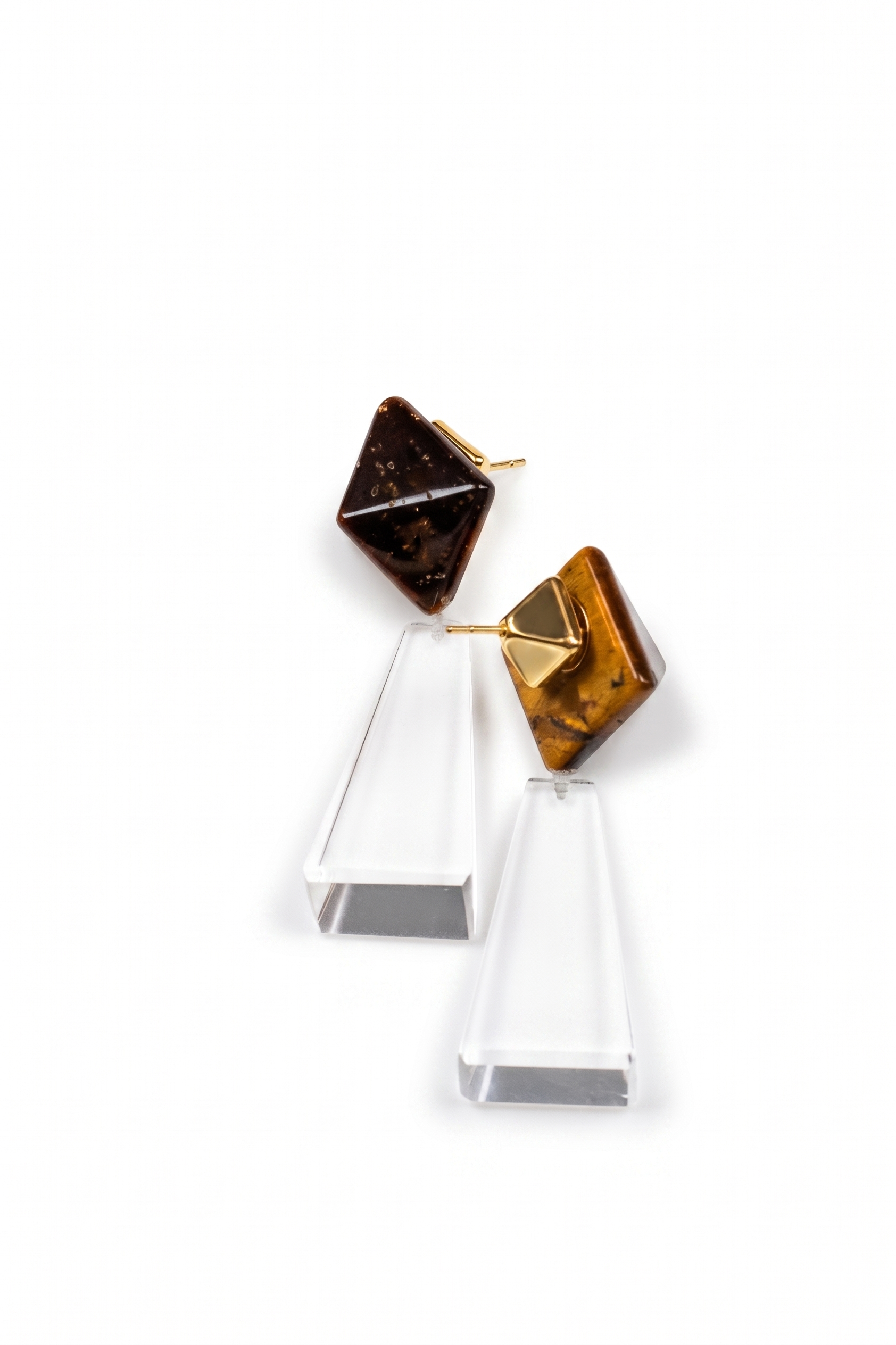 Tiger's Eye & Clear Quartz Tapered Earrings — image 3