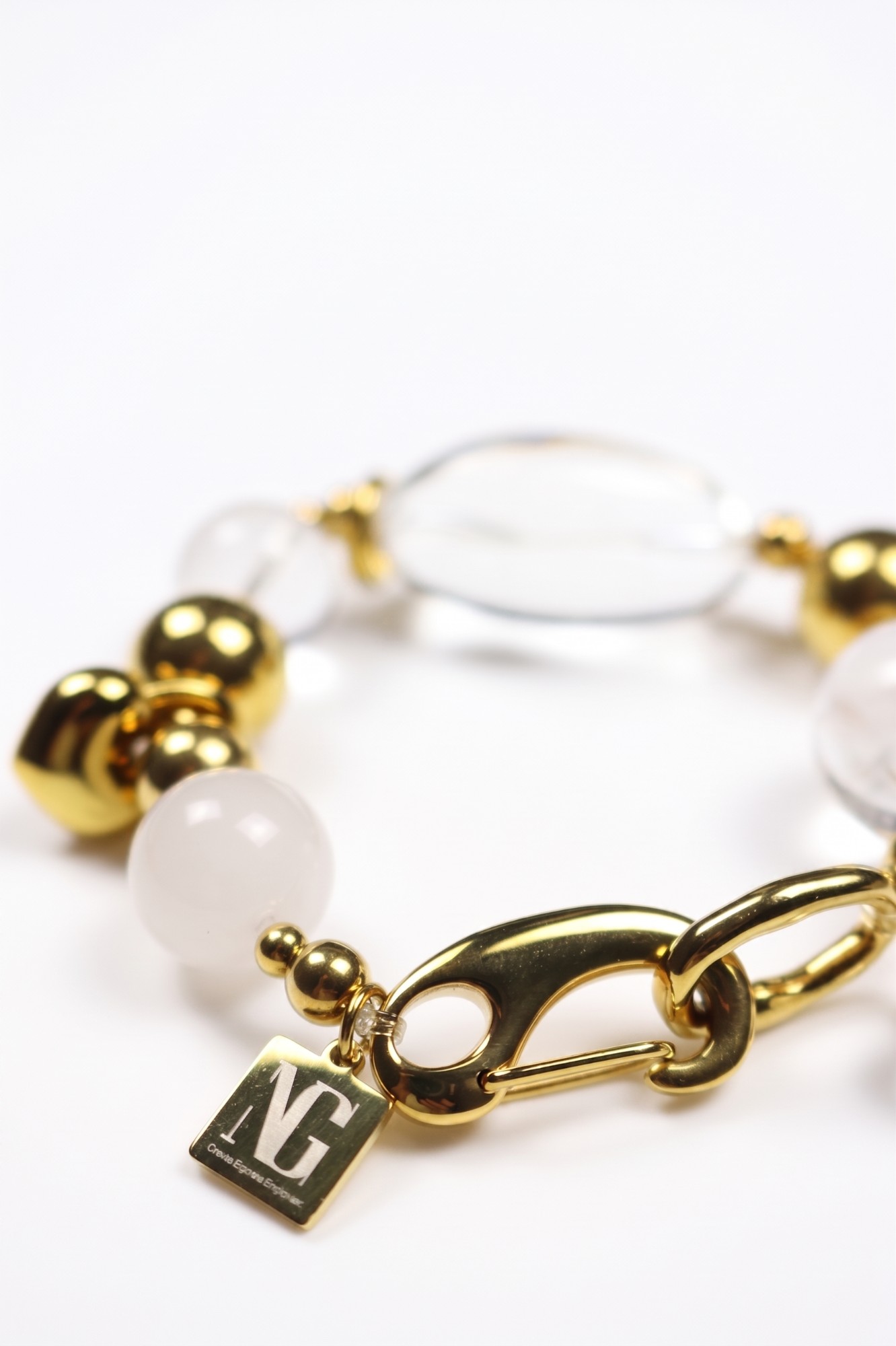 NG Gold Tone & Clear Bead Statement Bracelet — image 4