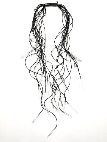Modern Clear Crystal Black Cord Necklace