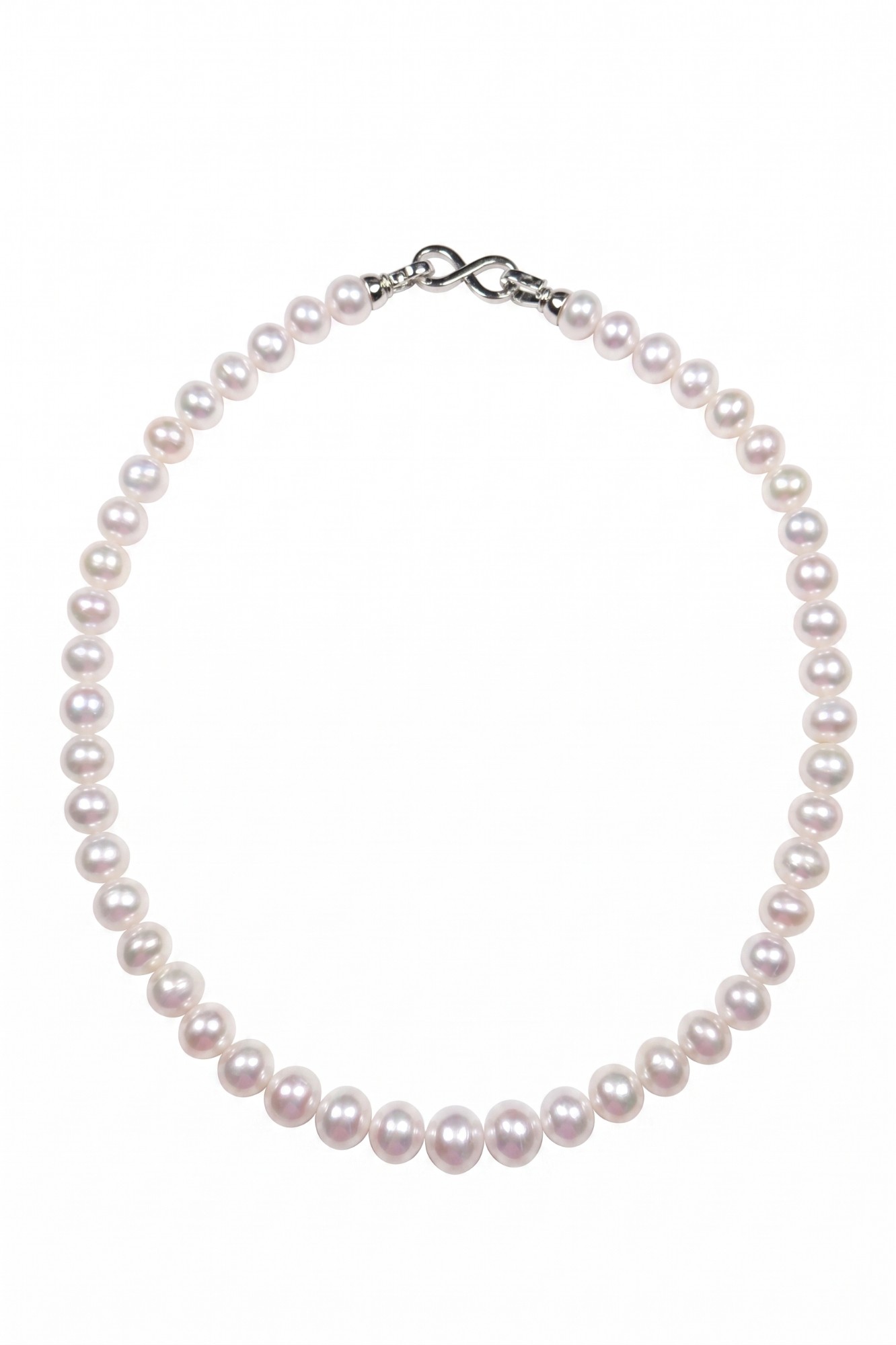 Elegant White Pearl Necklace with Infinity Clasp — image 1