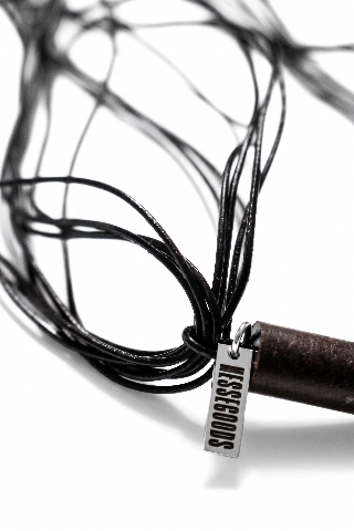 Modern Clear Crystal Black Cord Necklace — image 3