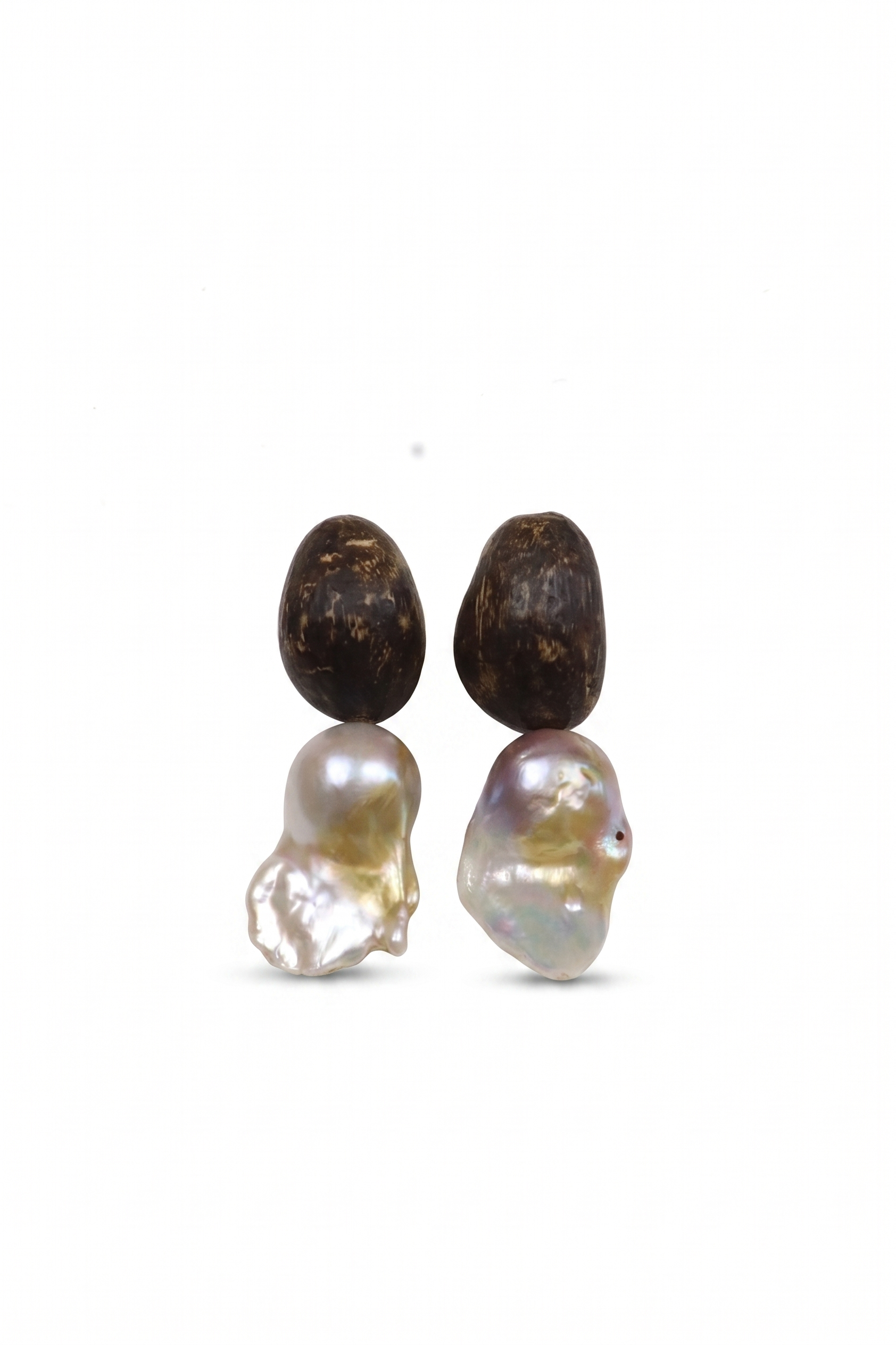 Floating Radiance — Couture Wild Agarwood and Baroque Pearl Mixed-Material Drop Earrings — image 1