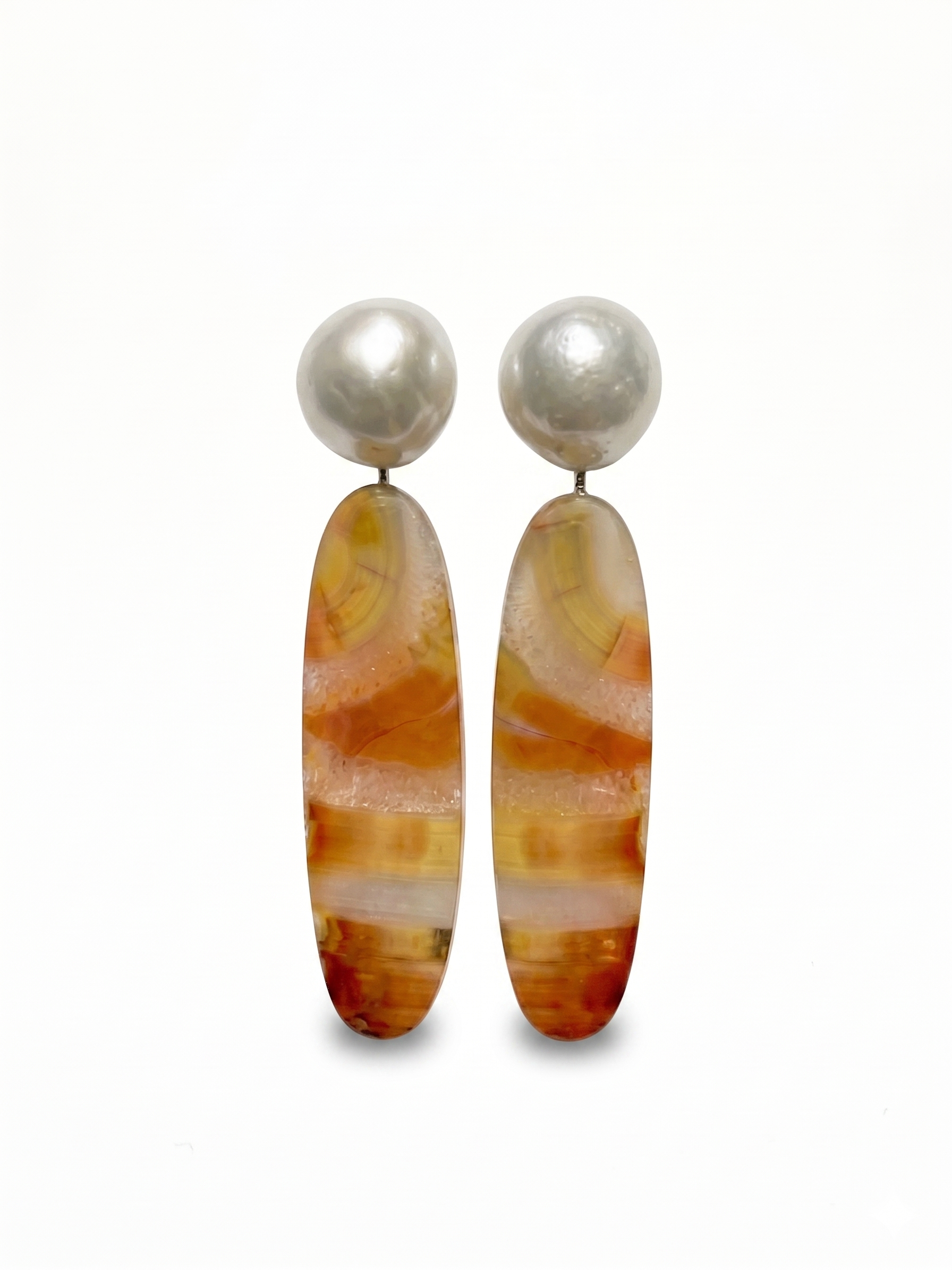 Elegant Pearl & Agate Drop Earrings
