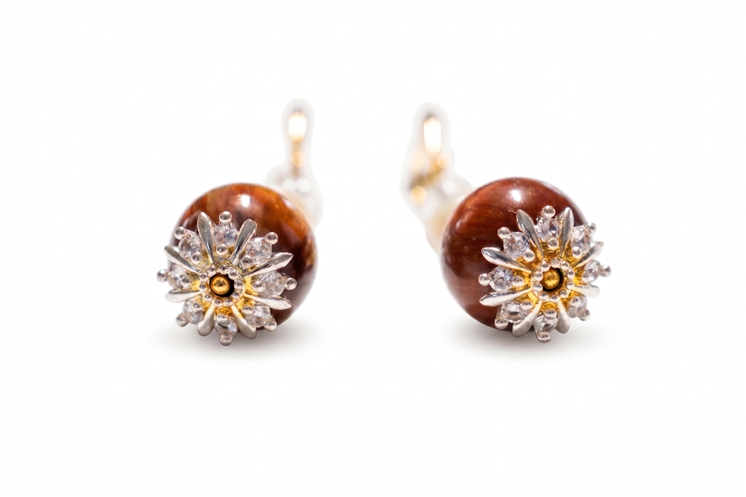 Elegant Pearl & Carnelian Ear Wire Earrings — image 2