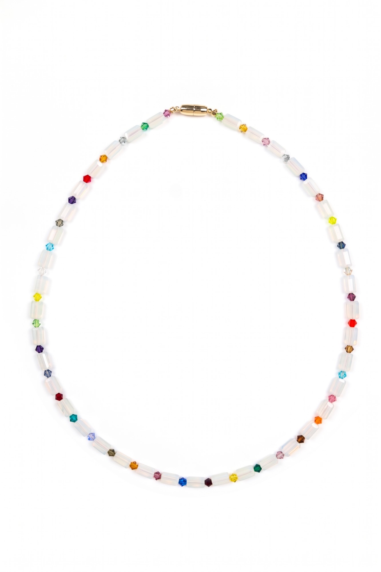 Vibrant Beaded Necklace with Opalite & Crystal Accents — image 1