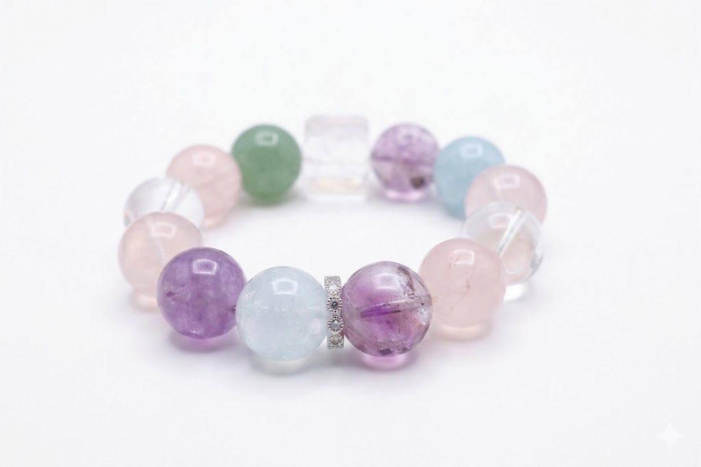 Multi-Gemstone Beaded Bracelet with Sparkle Accent — image 3