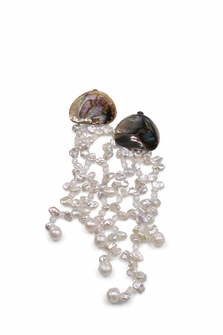 Jellyfish style Beaded Tassel Ear Clip Earrings
