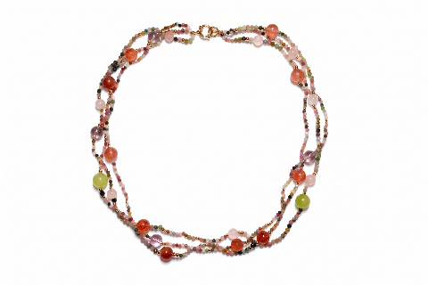 Colorful Gemstone Multi-Strand Beaded Necklace
