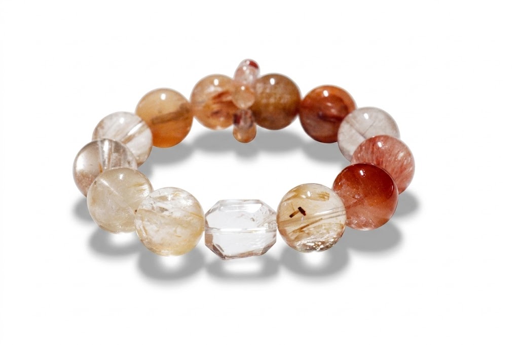 Natural Rutilated Quartz Beaded Stretch Bracelet — image 2