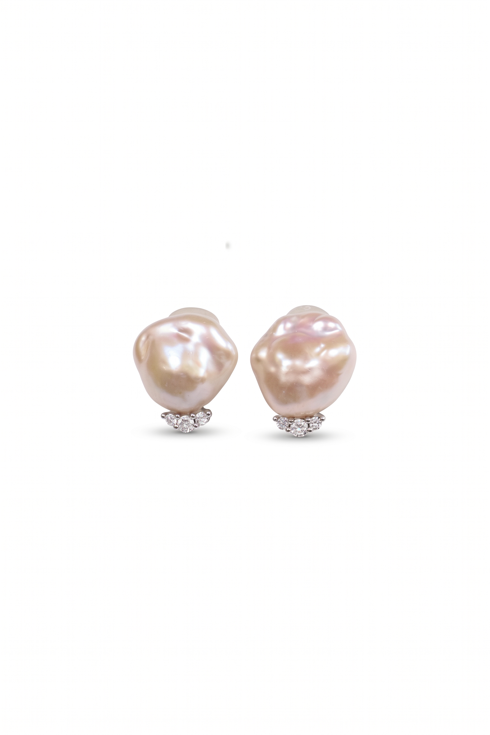 Baroque Pearl &CZ Stud Earrings
