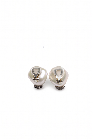 Baroque Pearl &CZ Stud Earrings — image 3