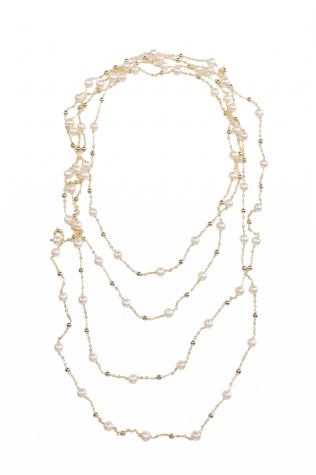 Luminous Dew Chain Pearl & Bead Long Necklace — image 1