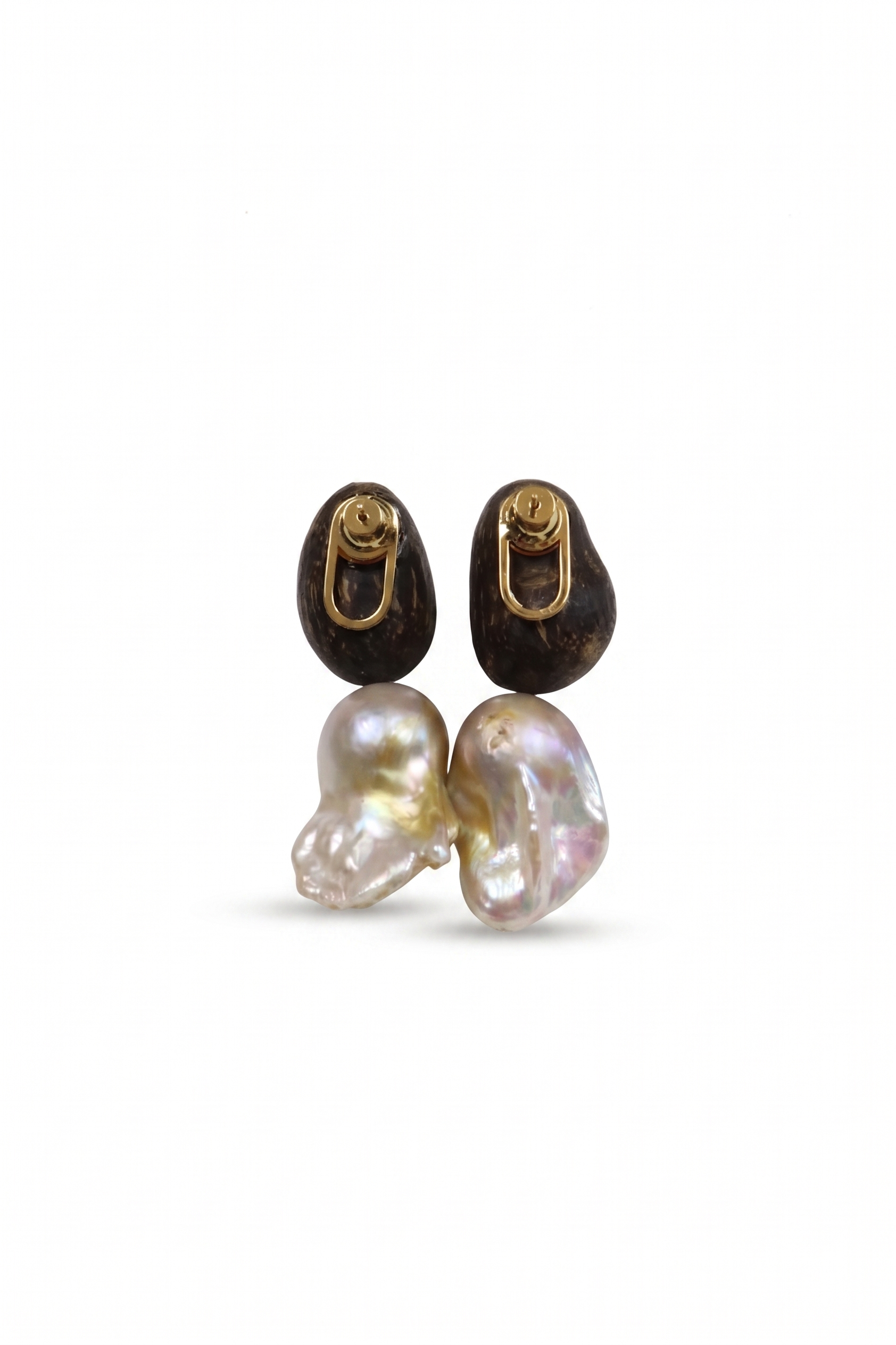 Floating Radiance — Couture Wild Agarwood and Baroque Pearl Mixed-Material Drop Earrings — image 2