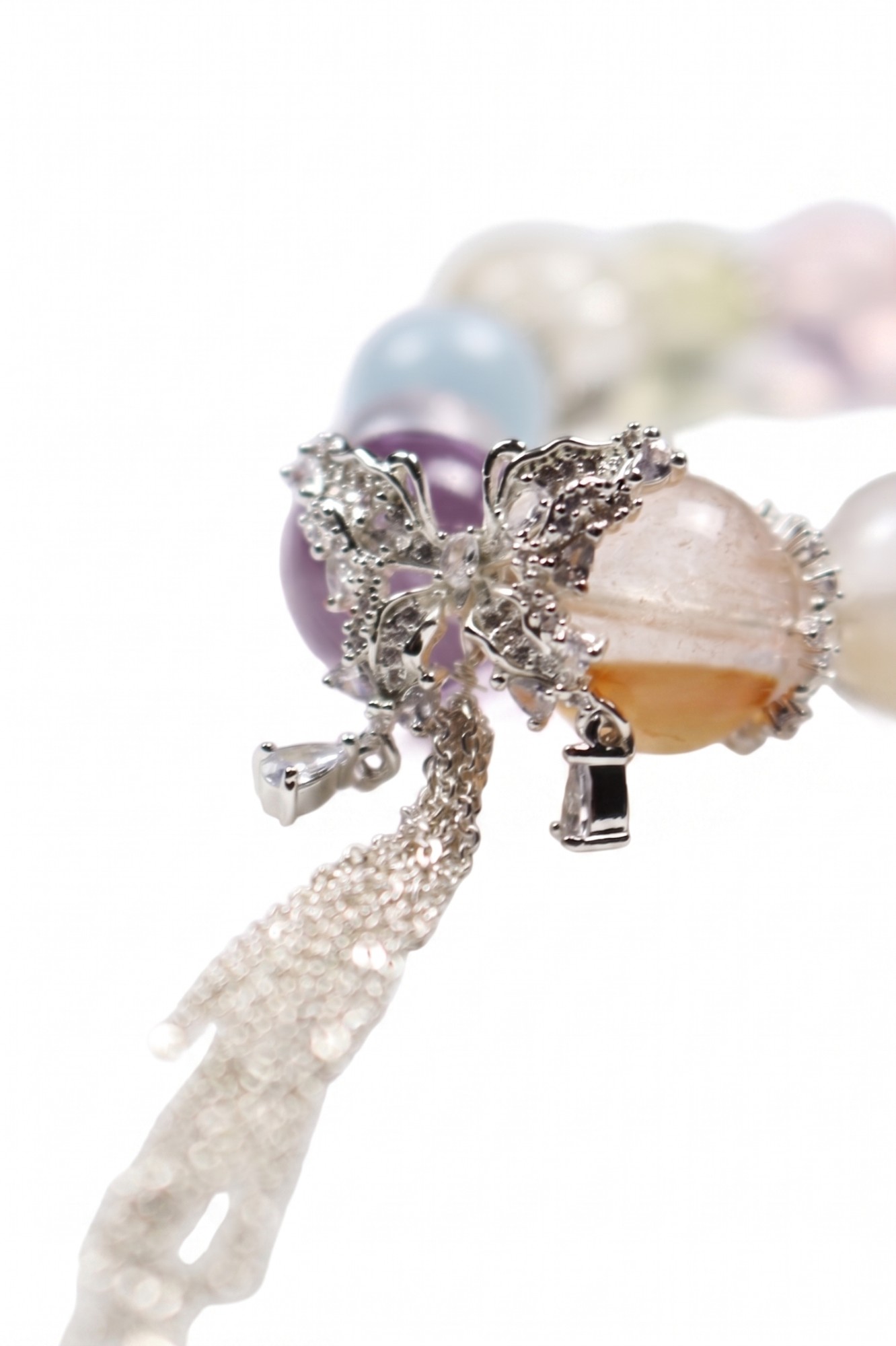 Elegant Multi-Gemstone Beaded Bracelet with Tassel Charm — image 4