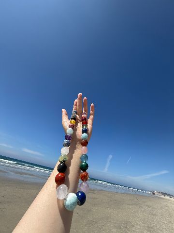 Multi-Color Gemstone Beaded Necklace with Gold Clasp — image 4