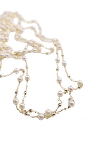 Luminous Dew Chain Pearl & Bead Long Necklace — image 3